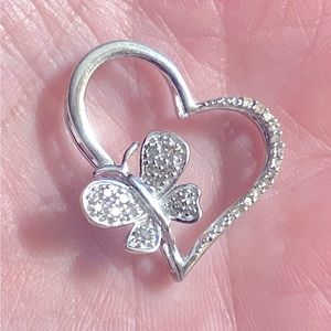 Sterling silver butterfly heart necklace charm 925
